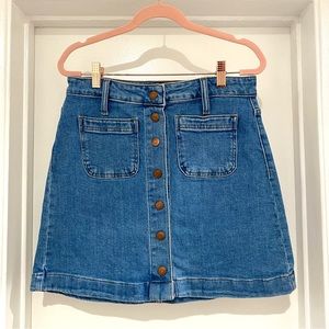 NWOT Size 25 - Madewell Patch Pocket Button Up Denim A-Line Mccarren Mini Skirt